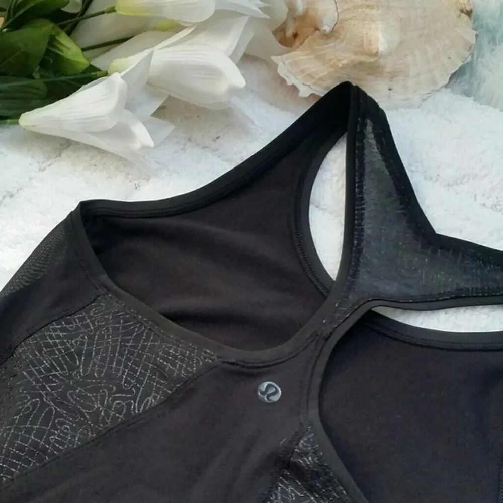 Lululemon Black Mesh Racerback Tank - Picture 2 of 4